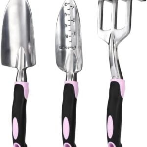 2WAYZ - Garden Tool Set - Heavy Duty 3-Piece Gardening Kit - Aluminum Alloy Spade Shovel, Transplant Hand Trowel, and Cultivator Rake - Ergonomic Non-Slip Rubber Grip - Ideal Garden Tools Gift