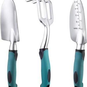 FANHAO Garden Tools Set, 3 Piece Heavy Duty Gardening Tools Cast Aluminum with Soft Rubberized Non-Slip Handle, Durable Garden Hand Tools Garden Gifts for Men Women