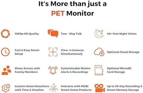 MOBI MobiCam HDX Wi-Fi Pan & Tilt Smart Pet Monitoring Camera, Pet Video Monitor, Night Vision IP Camera, Motion Detection, Full HD, Two-Way Audio, Remote View & Recording with Free Smart App - Image 9