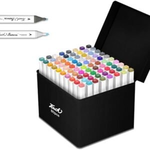 Alcohol Markers 80 Colors Dual Tip Art Markers Set Waterproof Ink Alcohol Coloring Markers Art Marker Pens Drawing Gift for Painting,Note,Marking,White Cover