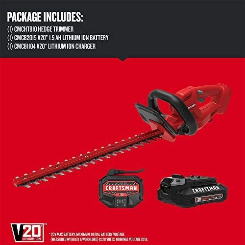 Craftsman V20 Cordless Hedge Trimmer, 20 inch, Battery and Charger Included (CMCHT810C1) - Image 2