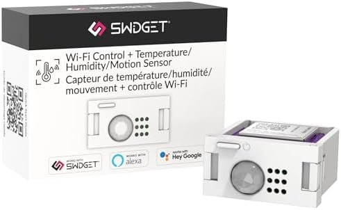 Wi-Fi Control + Temperature, Humidity and Motion Insert - Smart Home Devices with Motion Sensors - Compatible with Swidget Outlets & Switches for Power Monitoring and Remote Control