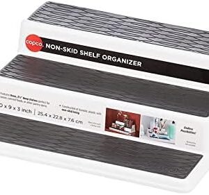 Copco Non-Skid 3-Tier Spice Pantry Kitchen Cabinet Organizer, 10-Inch, White/Gray