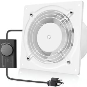 HG Power 6 Inch Exhaust Fan with Speed Controller, 308CFM Wall Exhaust Fanfor Kitchen, Bathroom, Metal Extractor Fan for Pet Room, Smoking Room, Attic, Garage, Window Ventilation, White