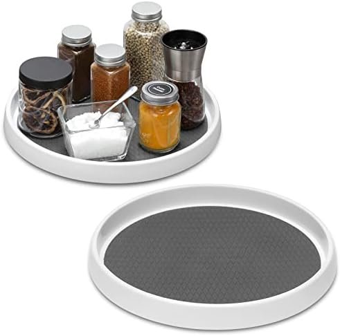 2 Set, 10 Inch Non-Skid Lazy Susan Organizers - Turntable Rack for Cabinet, Pantry Organization and Storage, Kitchen, Fridge, Bathroom Makeup Vanity Countertop, Under Sink Organizing, Spice Rack - Image 8