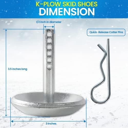 (2-Pack) Replacement Snow Plow Skid Shoes - Replaces Part ATV UTV Polaris K-Plow Nos 2205071 and 2208864 - Hardened Steel Snow Plow Non-Slip Base - with Quick-Release Cotter Pins - Image 2