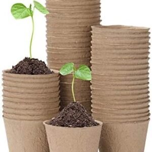 Oubest Peat Plant Pots for Plantings, Plant Starter Kit Paper Pulp Germination Planting Pots Indoor Seedling Pot Supplies 3" Round 50Pc Solid Color
