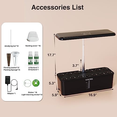 Hydroponics Growing System Indoor Garden - VOCRS 12 Pods Herb Garden Kit Indoor with LED Grow Light, Plants Germination Kit(No Seeds) with Pump System, Adjustable Height Up to 17.7" for Home, Black - Image 2
