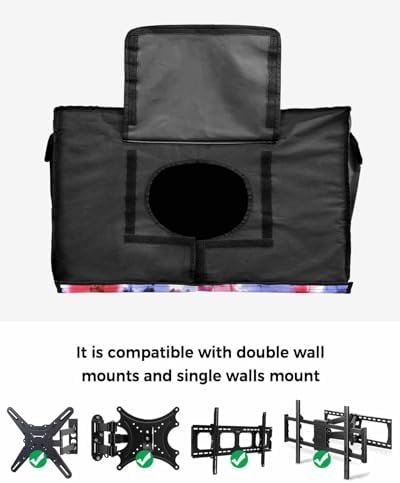 4th of July Outdoor TV Cover 32 Inch Flower Floral Leaves TV Enclosure Independence Day Patriotic Liberty TV Covers for Outside TV Display Screen Protector with Remote Control Pocket - Image 6