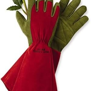 West County 054R/L Gauntlet Rose Gloves – Large, Ruby, Gardening Gloves w/ Elastic Wrist, Reinforced Fingers, Palm, and Thumb