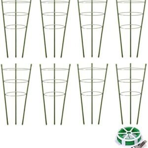 8 Pack Plant Support Tomato Cages for Garden, 18 Inches Small Tomato Cages and Supports with Adjustable Rings for Garden Pots, Plant Stakes Tomato Trellis Rings for Climbing Plants