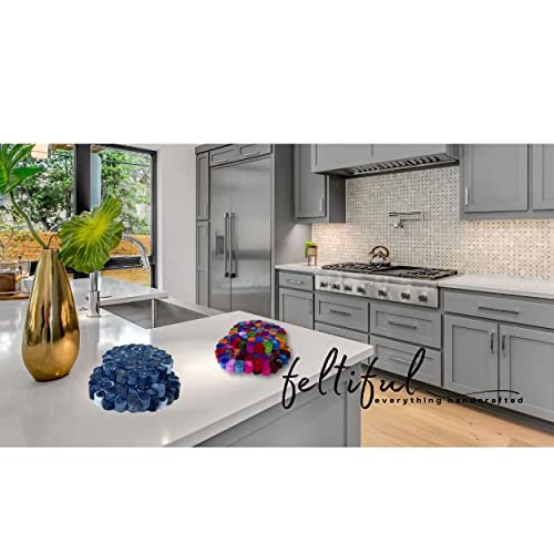 Handmade Trivet, Felt CandyCut Trivet, Potholders, Trivets, 100% Wool, Felt, Hot Pot Holders (Set of 2) Hot Pads, Durable, Heat Resistant Mat, Mats, Round Trivet (Multi) - Image 6