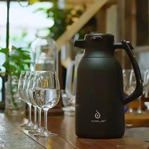 IDEUS 68 oz Stainless Steel Thermal Coffee Carafe, Double Wall Insulated Vacuum Flask, Water Coffee and Beverage Dispenser, 12 Hour Heat 24 Hour Cold Retention, Silver - Image 6