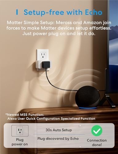 meross Matter Smart Plug Mini, Energy Monitoring, MSS Easy Setup, 15A/1800W, 100% Privacy Wi-Fi Outlet Support Apple HomeKit, Alexa, Google Home with Schedule Timer, App & Voice Control (1 Pack) - Image 3