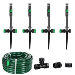 RESTMO Flexible Sprinkler System, Above Ground DIY Irrigation Kit, Multi-Adjustable Lawn Sprinkler Set, Ideal for Plant and Flower Bed Watering, 50ft Garden Hose Included