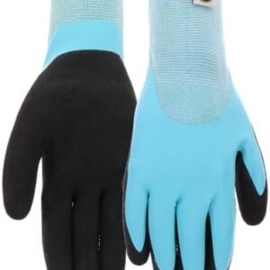 Miracle-Gro MG30604 Water Resistant Grip Gloves – Double Dip Flat Latex Gloves with Elastic Knit Wrist