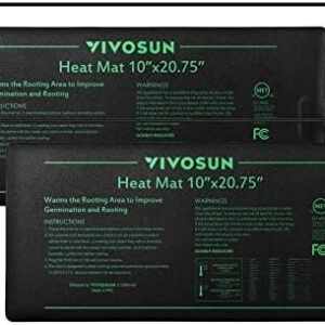 VIVOSUN 2 Pack Durable Waterproof Seedling Heat Mat 10" x 20.75" UL & MET-Certified Warm Hydroponic Heating Pad for Germination, Indoor Gardening, Greenhouse