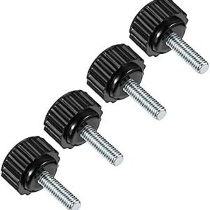 Knurled Clamping Knobs, M4 x 14mm Male Thread 16mm Head, Thermoset Plastic Thumb Screw Grip Bolt Knobs Black - (Applications: for Lathe Machinery), 4-Pieces