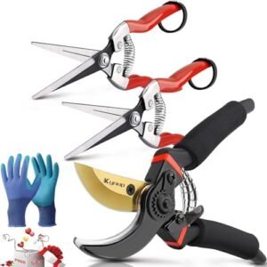 Kynup 3Pack Pruning Shears, Garden Shears, Stainless Steel Pruning Shears for Gardening, Gardening Shears, Garden Scissors,Garden Clippers, Gardening Tools with Gloves, Soft Grip Handle