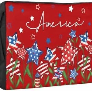 4th of July Outdoor TV Cover 32 Inch Star American Flag Memorial TV Enclosure Independence Day Patriotic Liberty Red TV Covers for Outside TV Display Screen Protector with Remote Control Pocket