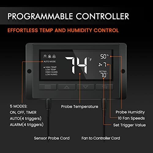 Spider Farmer 4 Inch Inline Fan with Temperature Humidity Controller, Quiet Duct Fan Intake Fan for Grow TentRoom, Heating Cooling Duct Booster Fan for Growing and Planting with Led Grow Light - Image 4