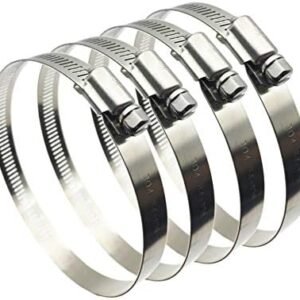 4" (Diameter) Adjustable 304 Stainless Steel Duct Clamps Pipe Clamp Air Ducting Clamp worm drive hose clamps (4Pcs)
