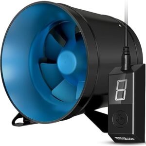 TerraBloom 6 Inch Inline Fan ECMF-150 - Quiet HVAC Grow Tent Fan with 0-100% Variable Speed Duct Fan Speed Controller, Premium Metal Casing 40-75% Energy Efficient EC Motor - For Large Spaces