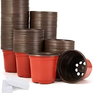 JERIA 200-Pack 4 Inch Plastic Nursery Pots Come with 200 Pcs Labels, Seedling Flower Plant Container and Seed Starting Pots