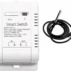 WiFi Temperature Controller Sensor Module, Tuya app Wireless Remote 16A Smart Switch with Energy Consumption Monitoring,Work with Alexa Google