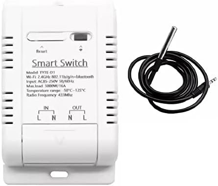 WiFi Temperature Controller Sensor Module, Tuya app Wireless Remote 16A Smart Switch with Energy Consumption Monitoring,Work with Alexa Google