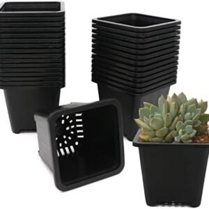 Plastic Square Nursery Pots 30 Pcs 4 Inch Small Square Plant Pot Durable Balck Starter Container for Starting Seedlings or Garden Plant