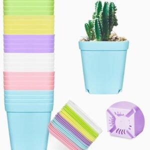 Anyumocz 24 Pack 3inch Multi Color Square Plastic Plant Pots,Seedling Nursery Transplanting Planter Container Indoor Outdoor for Your Room,Garden Office and Balcony Decor