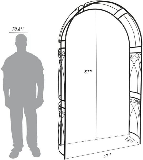 OUTOUR Stereoscopic Metal Garden Arch Arbor Arbour Archway with Graceful Curve for Climbing Plants Roses Vines, Outdoor Garden Lawn Backyard Patio, Wedding, Black - Image 7