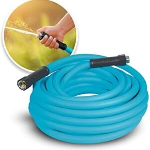Aqua Joe 50ft Professional-Grade Hybrid Polymer Garden Hose with Dual Swivel Grips, 500-PSI Burst Rating