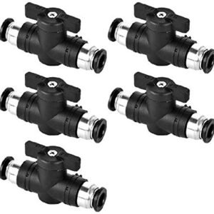 Beduan Pneumatic BUC Ball Valve, 5/16" x 5/16" OD Push to Connect Fitting Air Flow Control Valve Straight Quick Connect Union (Pack of 5)