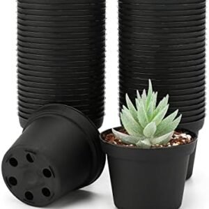 KINGLAKE GARDEN Plastic Plant Nursery Pots,50 Packs 3 Inch Plastic Plant Planters with Drainage Holes,Seedling Flower Plant Container,Seed Starting Pots for Succulents,Indoor Outdoor Plant