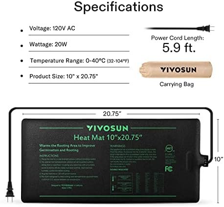 VIVOSUN 4-Pack 10" x 20.75" Durable Waterproof Seedling Heat Mat, UL & MET-Certified Warm Hydroponic Heating Pad for Germination, Indoor Gardening, Greenhouse - Image 6
