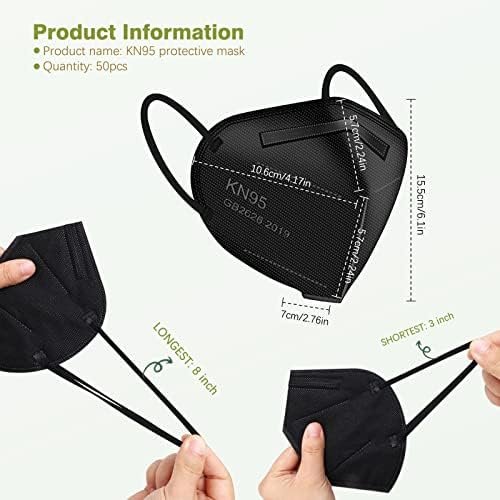 KN95 Face Masks Black Breathable Safety Respirator Cup Dust Disposable KN95 Mask For Adult - Image 6