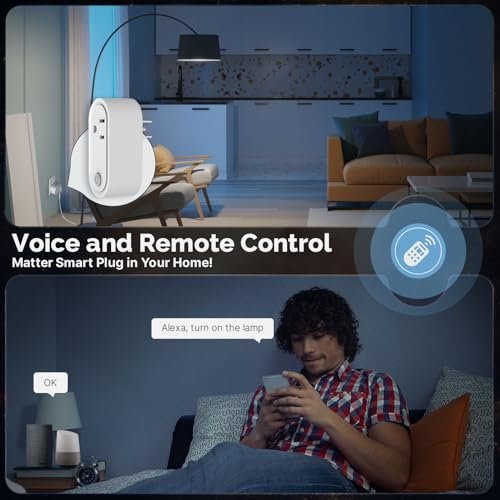 MOES Matter Smart Plug with Energy Monitoring/Timers, 15A/2000W Max, Work with Alexa/Google Assistant/Tuya/Apple Home, 2.4G Wi-Fi, Compact Design, WiFi Smart Outlet Plug, 1PC - Image 3