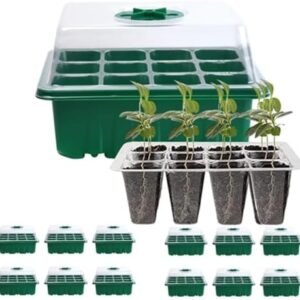 GYTF 12-Pack Seedling Starter Trays, 144-Cell Plant Starting Kit with Humidity Dome for Small Mini Greenhouse Germination Seeds Growing Starting