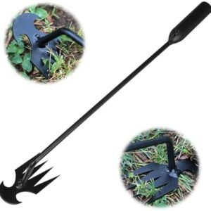 Weed Puller Garden Weed Remover Tool, Weeding Artifact Uprooting Weeding Tool 4 Teeth Manganese Steel, Gardening Hand Tools Hand Weeder Tool Weeding Digger Tool Multifunctional Weeders Tool (E/19.7in)
