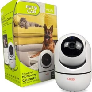 MOBI MobiCam HDX Wi-Fi Pan & Tilt Smart Pet Monitoring Camera, Pet Video Monitor, Night Vision IP Camera, Motion Detection, Full HD, Two-Way Audio, Remote View & Recording with Free Smart App