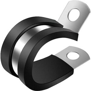 1/2 Inch Cable Clamp, 25 Pack Stainless Steel Wire Clamp, Rubber Metal Hose Clamps for Wire Line Clips, Pipe, Hose Bracket, Tube Holder (14mm)