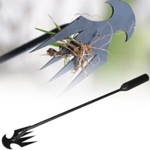 1Pcs Weeding Artifact Uprooting Weeding Tool, Weed Puller Tool Garden Weed Pulling Tool 4 Teeth Manganese Steel, Garden Hand Weeder Tool with Handle Multifunctional Weeders Tool (10.6in)