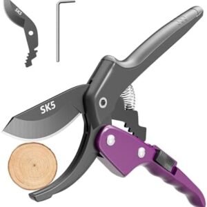 5/6'' Gear Pruning Shears For Gardening Heavy Duty, Extra Steel Blade(SK-5) Anvil Garden Clippers Handheld, Hand Pruners w/Ergonomic Grip Handle, 5.7 oz Lightweight Branch Cutter Scissors