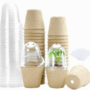 30 Set Plant Nursery Pots with Humidity Dome, 3.15 Inch Seed Starter Peat Pots Seedlings Planting Pots Small Planter Containers with Drainage Holes