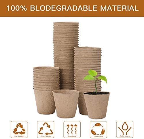 Oubest Peat Plant Pots for Plantings, Plant Starter Kit Paper Pulp Germination Planting Pots Indoor Seedling Pot Supplies 3" Round 50Pc Solid Color - Image 3