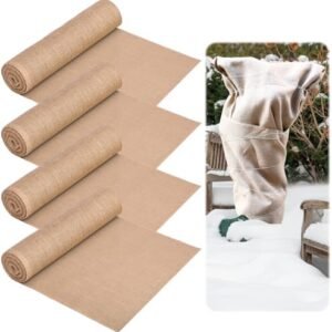 Buryeah 40 Inch x 30 ft Burlap Fabric Roll of 4 Antifreeze Erosion Control Blanket for Plant High Density Jute Fiber Burlap Cloth for Garden Raised Bed Liners Runner Home Party Wedding Decor Christmas