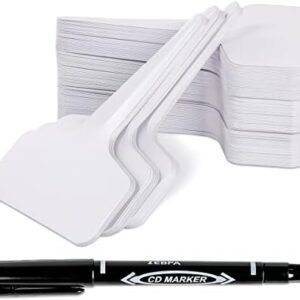 200Pcs 4 InchT-Type Plant Name Tags Garden Labels Markers Nursery Plastic Garden Tag for Outdoor Garden Waterproof Plant Label Stakes with Permanent Marking Pen