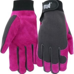 Rustic Mud Women's High-Dexterity Cowhide Leather Palm Garden Gloves, Durable, Abrasion Resistant, Hook and Loop Closure